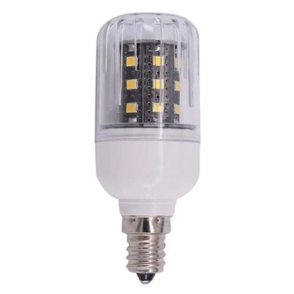 12 volt DC 3 Wall LED Corn Bulb with E12 copper/chrome candelabra base