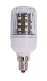 12 volt DC 3 Wall LED Corn Bulb with E12 copper/chrome candelabra base